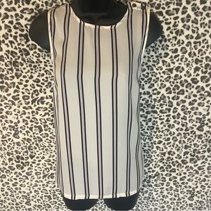 Who What Wear Black and White Striped Blouse